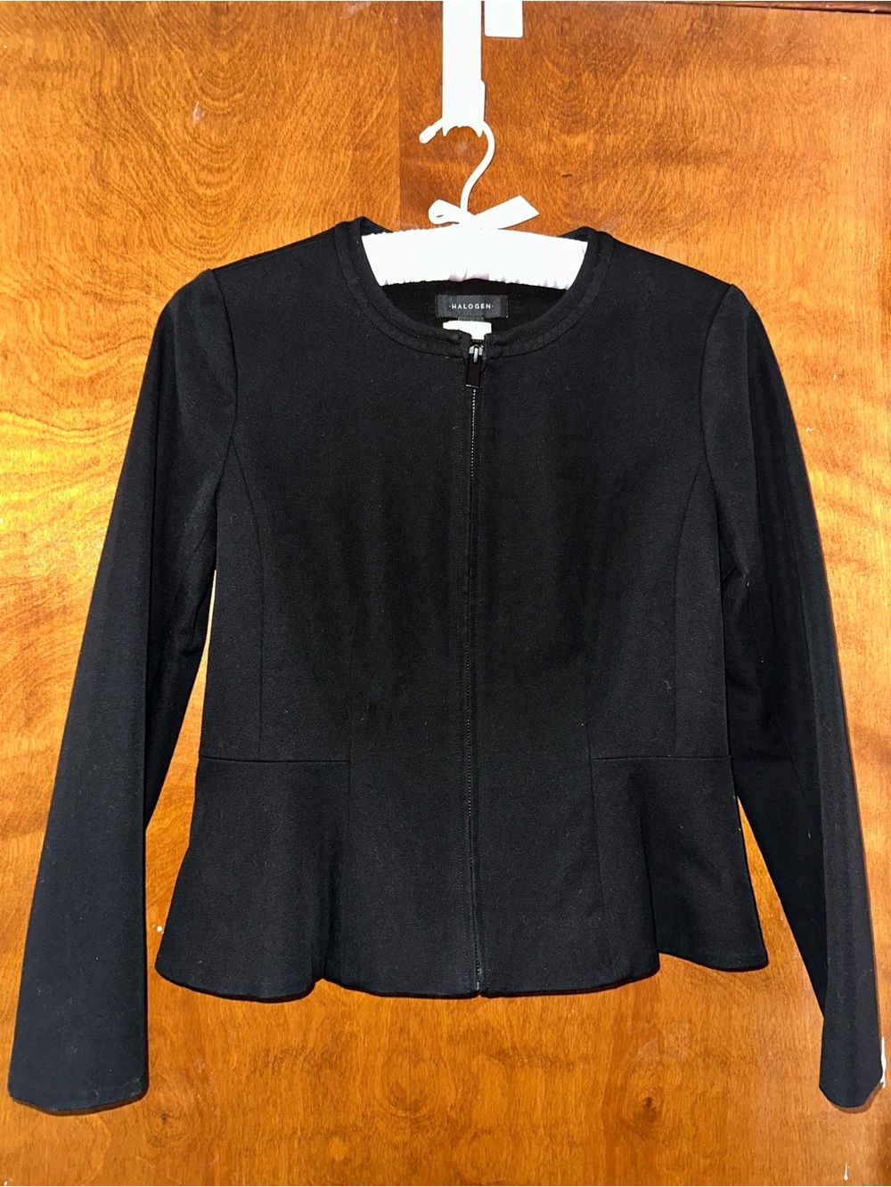 Halogen Black Zip-Up Peplum Blazer
